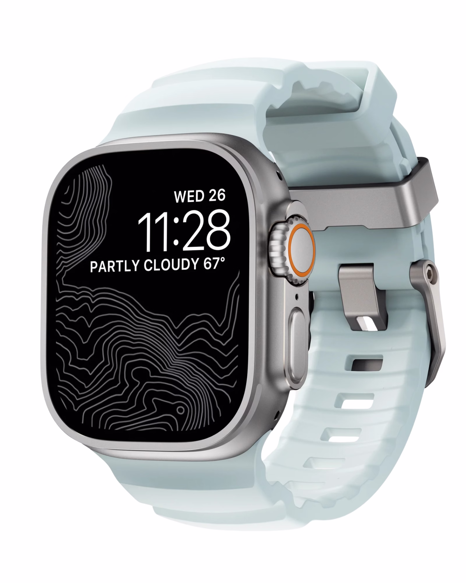 Ремешок Nomad Rocky Point Band Natural Titanium Hardware Icy Blue Glow 46mm/49mm (NM014452858)